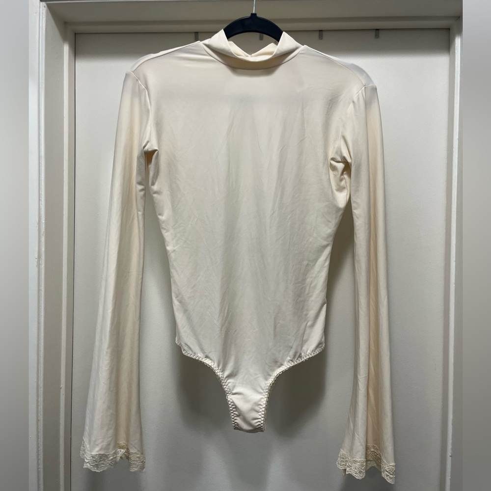 Ivory Lace-Trim Bodysuit